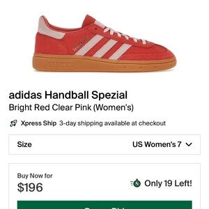 Adidas Spezial Women’s Bright Red Clear Pink Size M6/W7 NWT